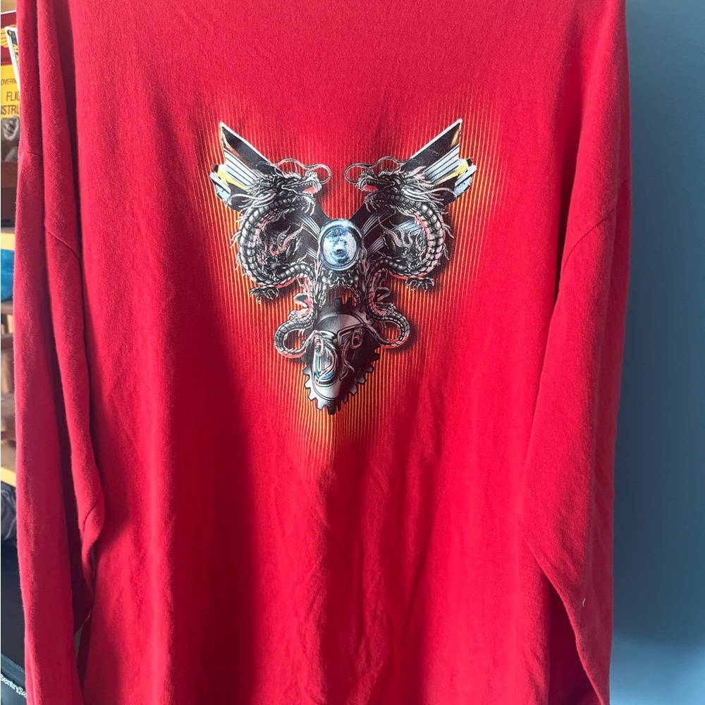 Y2K No Boundaries Red Graphic Long Sleeve Shirt